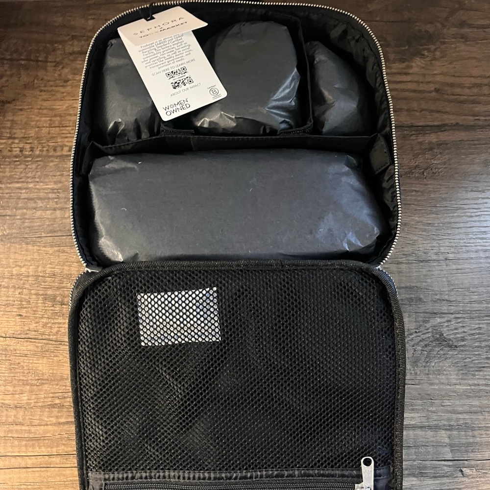 Sephora Black Cosmetic Bag with Multicolor Typography - Picture 2 of 3